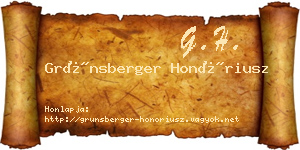 Grünsberger Honóriusz névjegykártya